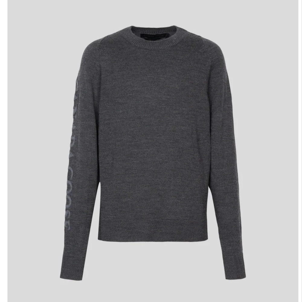Canada Goose Saturna Merino Wool Crewneck Wordmark Sweater Gray Size Large